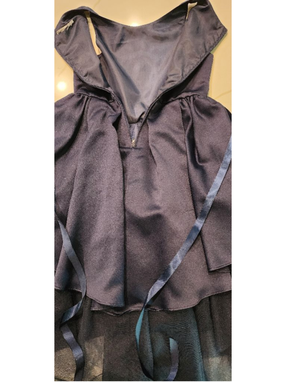 Rare Editions Girls Navy Blue High-Low Dress Tulle Rhinestone Formal Size 6 - Picture 5 of 11